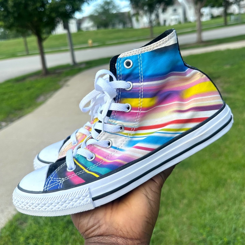 Converse Chuck Taylor All Star High Top Rainbow Stripe Big Kids Sneakers Size 5 - Picture 8 of 11